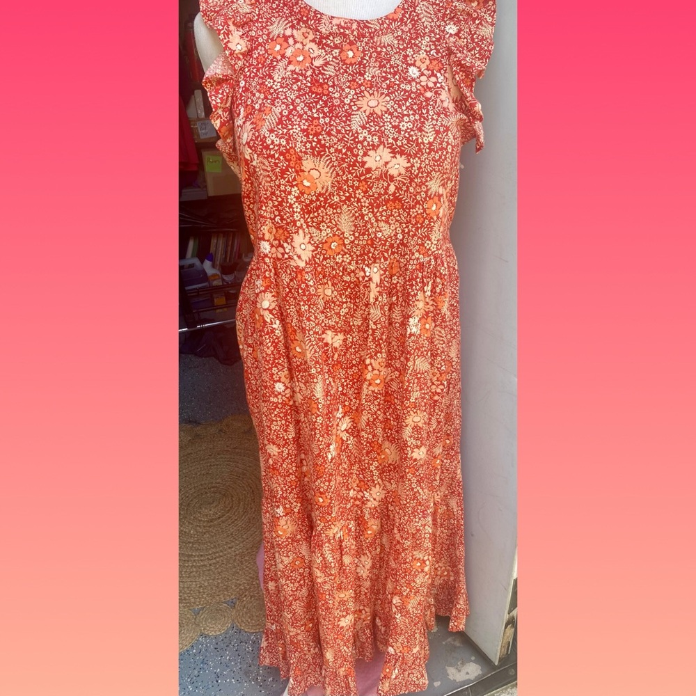 Universal Thread Orange Pink Ruffled Tiered Sundr… - image 6